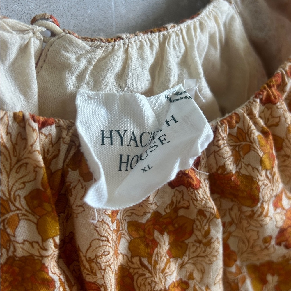 Hyacinth House Burnt Orange Floral Brynn Mini Dress Sz XL Cotton blend tnuck - Picture 6 of 16